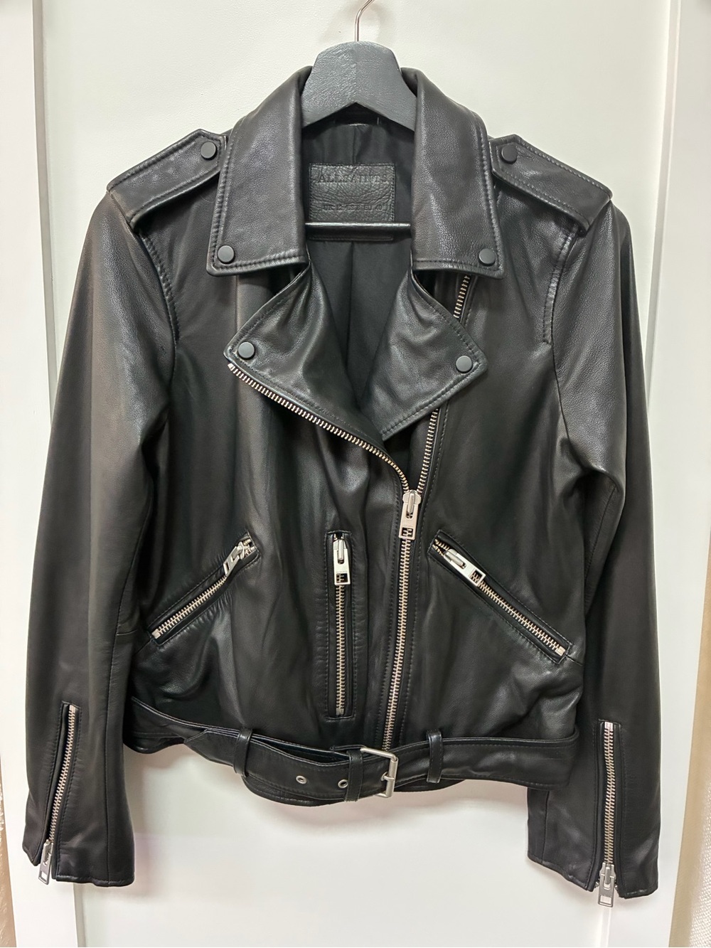 All Saints Classic Black Lambskin Biker Jacket